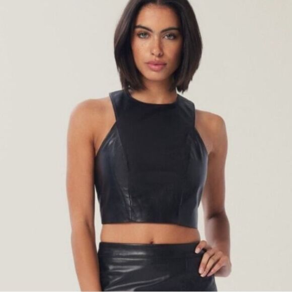 Black leather crop top - Picture 1 of 4